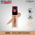 L'Oreal Paris - LOreal Infallible 32H Fresh Wear Breathable Liquid Foundation 200 Golden Sand. 