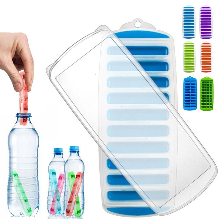 Portable TPR Ice Cube Tray with Lid Water Sport Bottles Ice Stick Tray Mold Food Container Ice Maker Kitchen Accessories