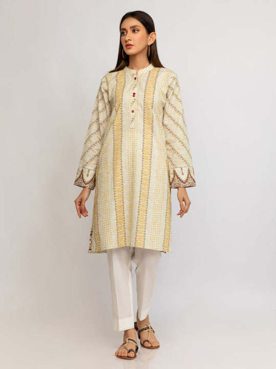Salitex Stitched 1 Piece Printed Kurta Shirt For Girls And Women Khaddar Ready To Wear - Collection: Casual Pret - Design Sku: Ex-W22-J-010S