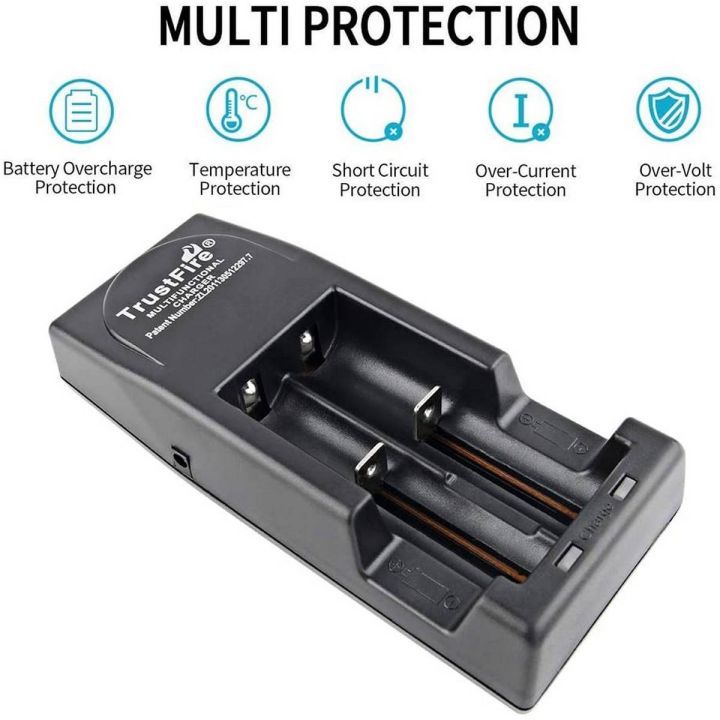 TrustFire TR-001 Battery Charger 3.0V and 4.2V for Rechargeable Batteries Li-ion IMR LiFePO4 10440 14500 16340 17670 18500 18650 18350 AC/DC Multi-functional Lithium Charger (TR001 Black)