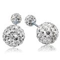 Fashion Womens 925 sterling Silver Double Crystal Ball Ear stud Earrings Jewelry Lonni. 