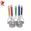 Multicolor Long Lasting Handle Kitchen Potato Masher (1 pc x Random Color) | Potato Masher Stainless steel potato and vegetable masher with plastic handle - assorted colors. 