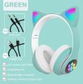 Cat Ear Headphone STN 28 Bluetooth 5.0 Stereo Headset Audio Device Noise Canceling and Microphone Support TF Card Dual Connection with RGB Flashing Light. 