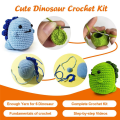 Crochet Set Kit for Beginners,Set of 6 Cute Dinosaur Crochet Animal Kit with Detail Video Illustration,Beginner Crochet Set. 