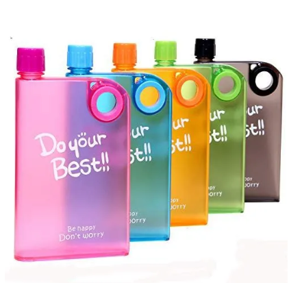 Do Your Best 350ml 13OZ Flat Slim Water Bottle Drinkware, A5 Memo Paper Bottle Flat Portable Notebook Water Bottle BPA Free for School Activity Outdoor Sports