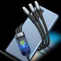 100w Fast Charging Cable 3-in-1 Fast Charging Cable with Type-c Micro Usb Connectors Multi Charger Cable for Universal Devices Nylon Braided Buyers' Choice Fast Charging Data Cable. 