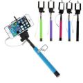 Selfie Stick With Extendable Audio Cable Wire - Black. 