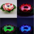 Solar Powered LED Flower Light Lotus Shape Floating Pond Garden Pool Lamp-bright red. 