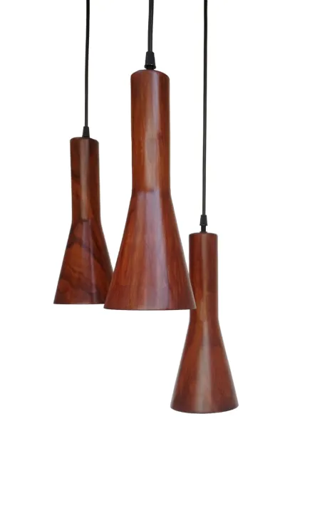 Wooden Lamp set 3/pcs Wood Pendant Lamp Handcrafted Sheesham Wood ...