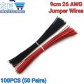 100/800PCS 9mm 26 AWG Insulated Jumper Wires Tin-Plated Red 50 & Black 50 for Bread Board & LED Chips. 