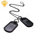 Military Army Style Black 2 Dog Tags Pendant Sweater Chain Necklace Men's Jewelry. 