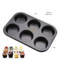 6 Holes Cupcake Baking Tray Non Stick Cake Baking Pan Round Shape Tool Cake Mold. 