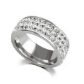 Yiwu futian market wholesale Fashion Jewelry Titanium Steel Five Row Diamond Rings Stainless Steel men Diamond Rings. 