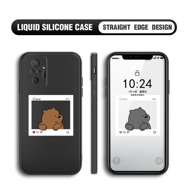 BILI for Redmi Note10 Pro / Note10 Pro Max Back Cover Bear In Photo Frame Multicolor Liquid Silicone Phone Case Soft Square Lens Protection Phone Cases