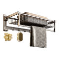 Gun gray folding mesh basket bath towel rack space aluminum bathroom rack wall hanging toilet punch-free bathroom towel rack. 