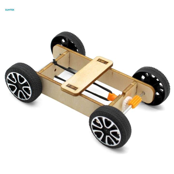 Wood DIY Car Model Kits Physics Science Cognitive Toys , 10.5cmx6.5cmx3cm
