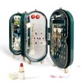 Premium Faux Leather All-Season Foldable Jewellery Organizer Box – Stylish Travel Case with Mirror, Earring Slots & Necklace Hooks. 