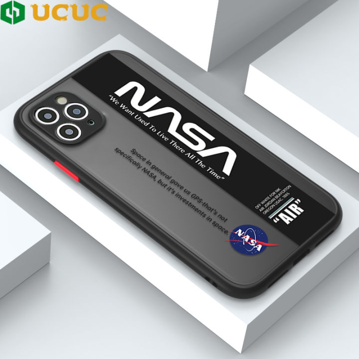 UCUC for iPhone 11 Pro Max Back Cover Stripe NASA Frosted Transparent Hard Phone Case Thin Shockproof Full Cover Camera Protect Case