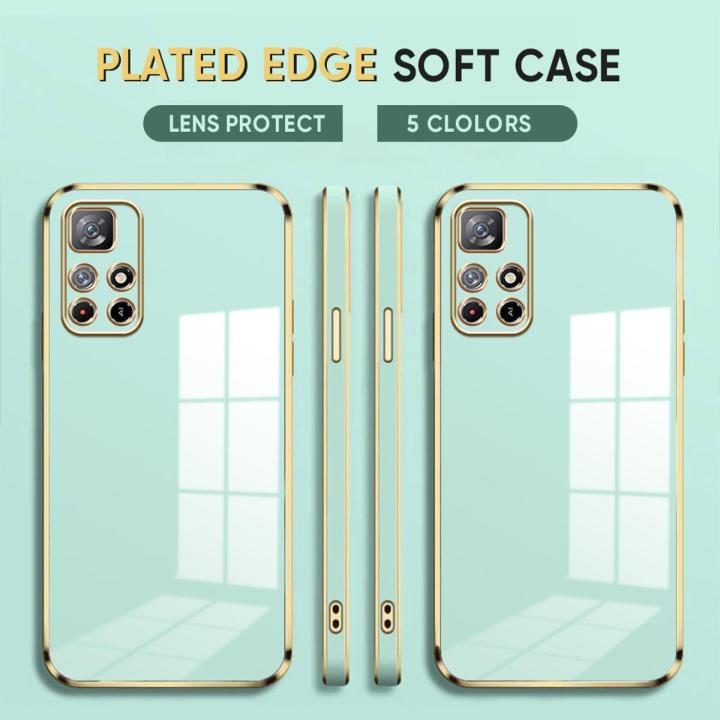 (Free Lanyard) Luxury 6D Plating Case for Redmi Note 11 5G / Xiaomi Poco M4 Pro 5G Back Cover Soft Silicone Square Frame Shiny Bling Phone Cases