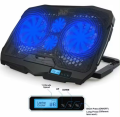 Laptop Cooling Pad Four Fans With RGB Lights - Cooling Stand 4 Fan With Digital Temperature Screen & Display & 7 Gear To Adjust Height - For Upto 20" Laptops - USB Powered Connection. 