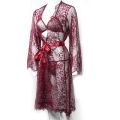 3-Piece Bridal Silk Nighty Set – Maroon Gown with Bikini. 