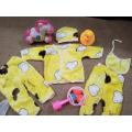 Newborn Imported New arrival winter velvet Yellow dress for baby girl or boy 0-6 months Pack of 5. 