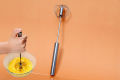 Semi-Automatic Egg Beater 12 Inches Coffee Whisker Hand Push Beater Full Length Stainless Steel Egg Whisk Manual Hand Mixer Self Turning Egg Stirrer Kitchen Egg Tools.. 