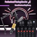 Legendary Live Broadcast Microphone BM800 Condenser Microphone Set With V8 Sound Card Condenser Microphone Bundle Live Sound Card kit with Adjustable Mic Arm Stand Desk for Studio Recording & Broadcasting. 