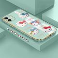 iPhone 11 Cute Cartoon Hello Kitty For Girls Square Edge Pattern Casing Plated Phone Shell Luxury Plating Soft Phone Case. 