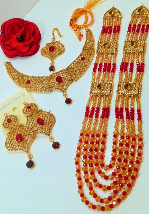 New collection Golden Crystal Girls Jewellery Set With Cristal Chain For Women Trendy Fashion Artical 463572