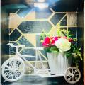 Decoration beautiful... Cycle wid flower .. durable plastic... 12x8 inch size...SAME SHOWN IN PICTURES. 