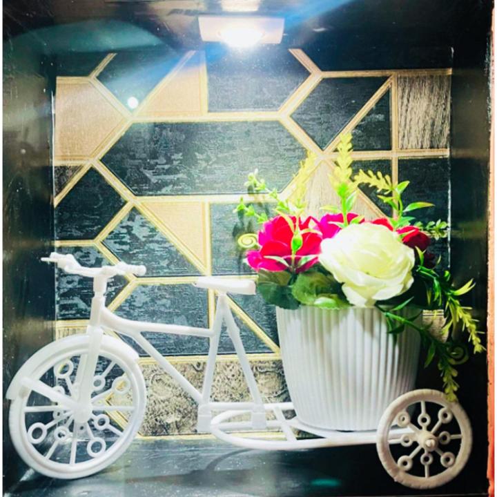 Decoration beautiful... Cycle wid flower .. durable plastic... 12x8 inch size...SAME SHOWN IN PICTURES