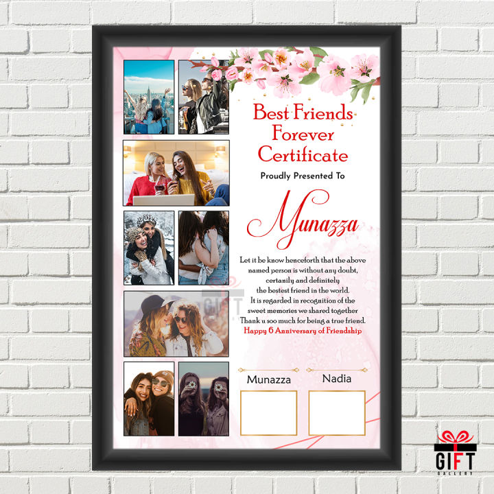 Customize Friendship Certificate, Photo Frame, Signature Certificate Frame, Frame for wall, Gift Idea, Best For Gift, Frame, Birthday Gift, Friendship Gift, 8x12 Photo Frame Size