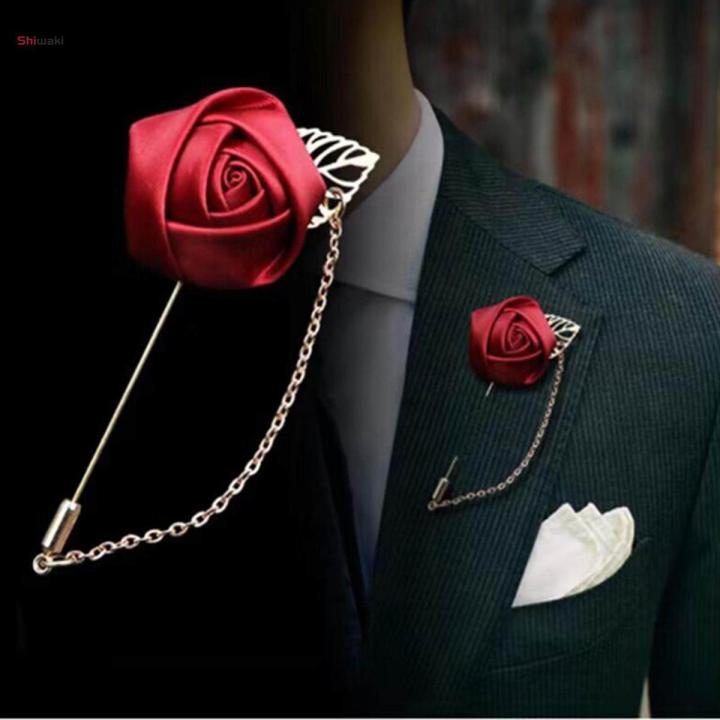 Brooch Suit Decor Lapel Pin Tassel Chain Wedding Brooches Rose