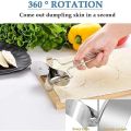 Techmanistan Dumplings Dough Cutter Roller With Handle, Stainless Steel Dumpling Wrapper Mold With Wooden Handle, Dough Circle Roller Machine, Dumpling Wrapper Skin Dough Cutter Circle Roller Ravioli Mold Dumpling Maker. 