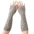 Arm Sleeves Cover Pure Color Twisted Texture Lady Mittens. 