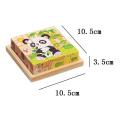 Wooden Six-sided Face 9 Pics  Animals Puzzle Kids 3D Cubic Building Children Early Educational Intelligence Toys Gift For Children. 