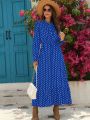 Sultan Stitched Stylish Polka Dots Panel Long Frock for Girls & Women – Casual & Party Wear Maxi Dress | Elegant Daily Wear Long Frock 2025. 