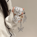 Niche Advanced Three-Dimensional Color Diamond Butterfly Applicable Airpods4/3 Headphones Protective Case Cover 2Pro Three Generations Tide Net Red. 