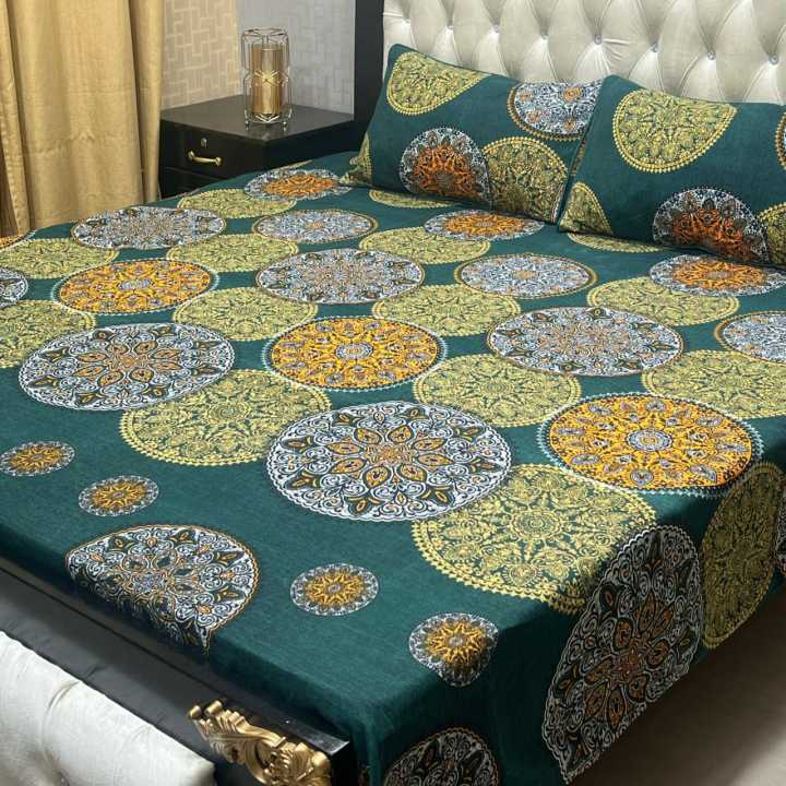 High Quality Fine Soft Cotton Unique Designed Bedsheet 3 Piece Set Double Bed Printed 3D Crystal Cotton King Size Bedsheet