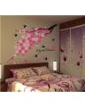 Flowers Wall Sticker Pink Birds DIY Wall Decor For Home/Office Colorful PVC Wall Paper Removeable Wall Decal. 