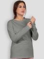 Plain Space Grey Women Full Sleeves T-shirt. 