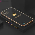 Jizetin (Free Lanyard) for Realme C11 2021 / C20 / C20A Cover Maple Leaf Luxury 6D Plating Soft Casing Silicone Square Frame Phone Case Shiny Bling Back Cover. 