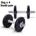 Adjustable Dumbells Kit - 8KG - Rubber. 