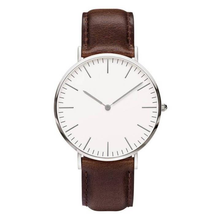 Brown Leather Strap White Dial Watch- Unisex