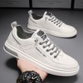 Summer Men's Shoes New Breathable White Shoes Men's Fashionable All-Match Platform Sneaker Casual Flat Shoes Fashionable Shoes. 