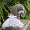 Pink Satin Bowknot Sweety Princess Frock Dress Dog Clothes for Small Dogs Dress Spring Summer Puppy Small Dog Princess Dog. 