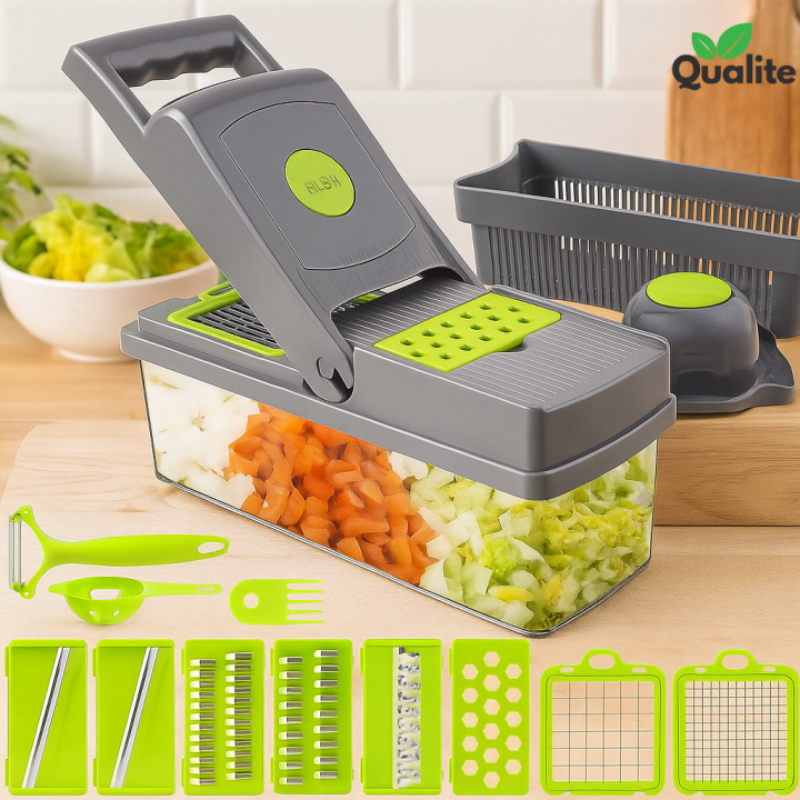 16 in 1 Multifunctional Nicer Dicer Vegetable Cutter, Veggie Chopper & Slicer Cucumber , Potato , Onion & Cheese Cutter, Garlic Grater, Egg Separator, Carrot Crusher All-in-One Chopper Machine