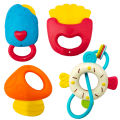 Pure Silicone & Plastic Baby Teather & Rattle Set - 4 PCS. 