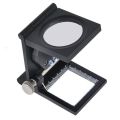 Metal Body : 10X Foldable 2 LED Light Linen Tester Magnifier Magnifying Glass Lens Scale Pointer Loupe Thread Counter 10X Magnification for Professional Use. 
